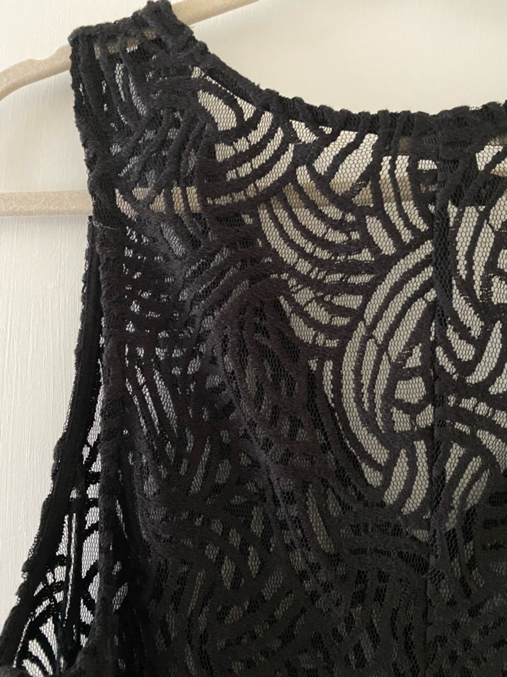 BCBGMaxAzria Black Swim Coverup Sheer Mesh Lace Crochet Large - Picture 5 of 6